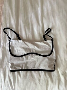 Move With You White with Black Trim Crop Athletic Tank Top